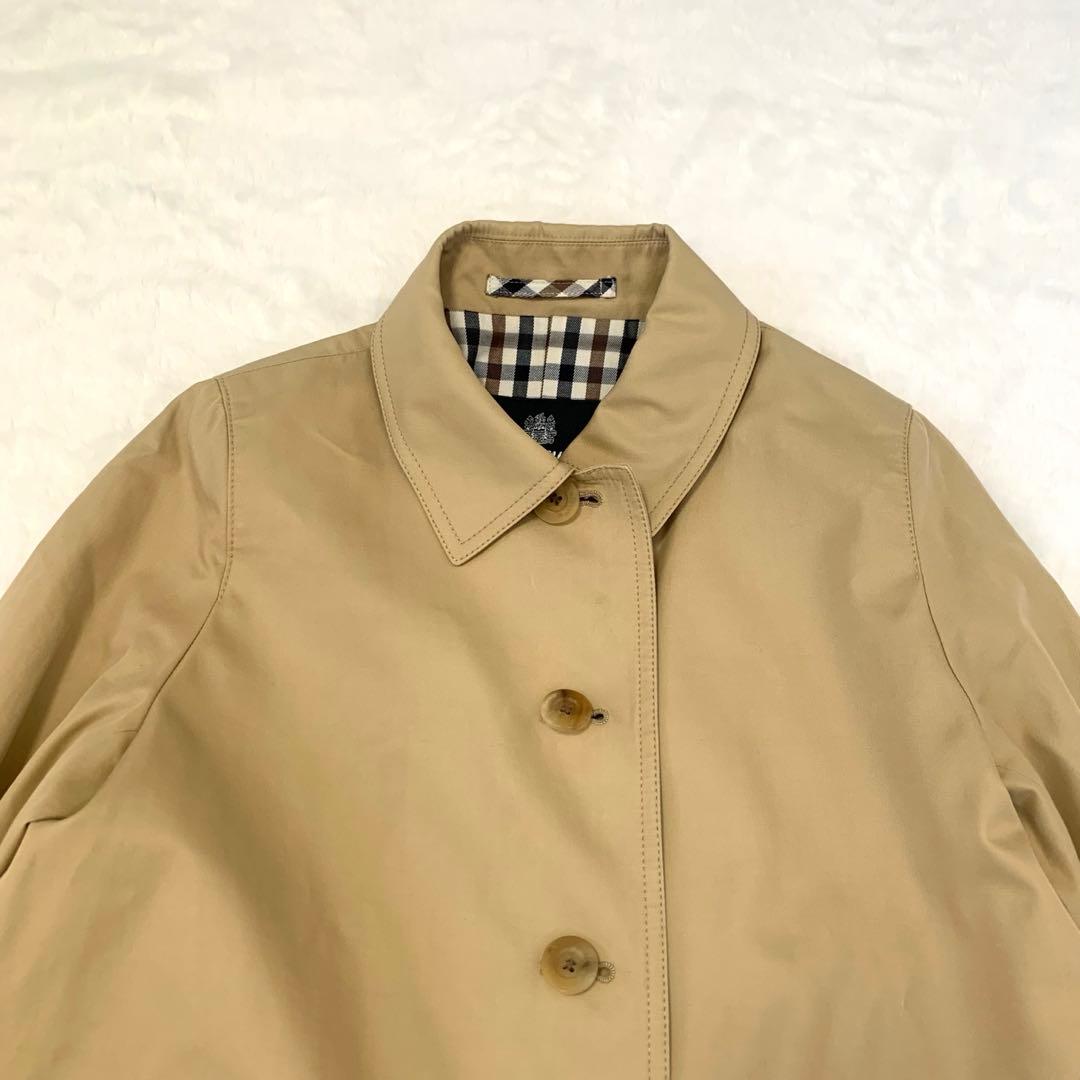むう様 Aquascutum ステンカラーコート クラブチェック コットン