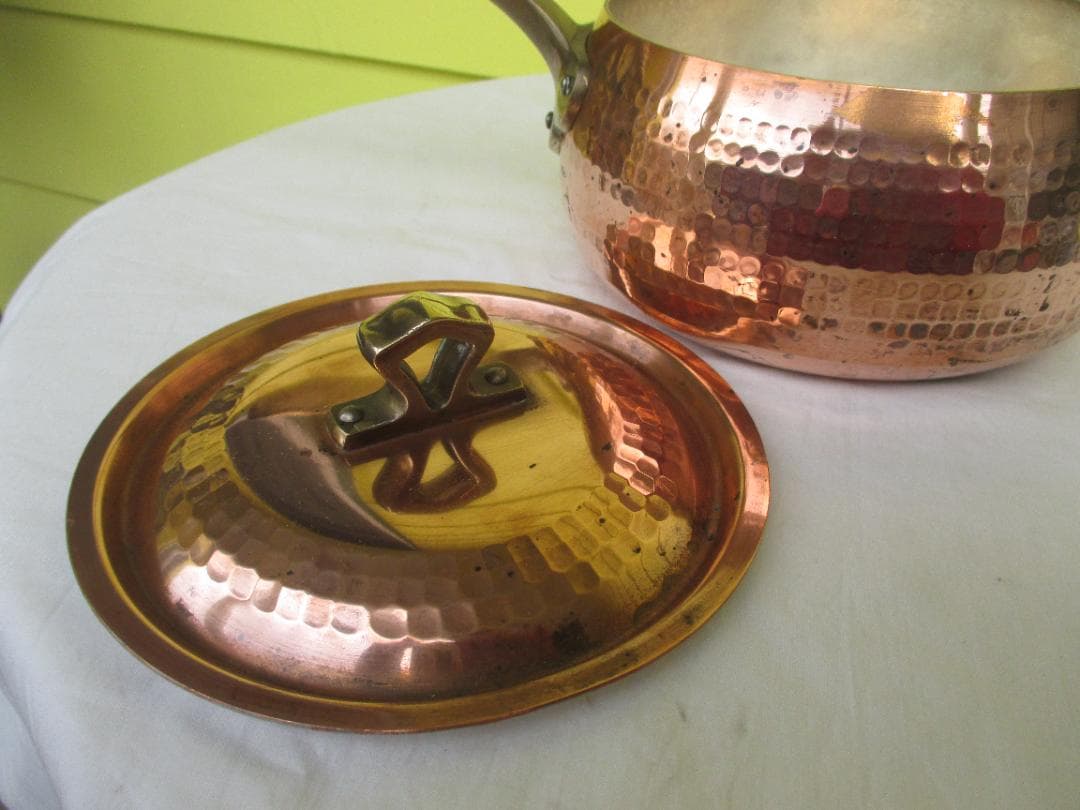 ★銅製ハンマーフィニッシュ　片手鍋　16㎝　 SS銅製 島本製作所　真鍮持ち手