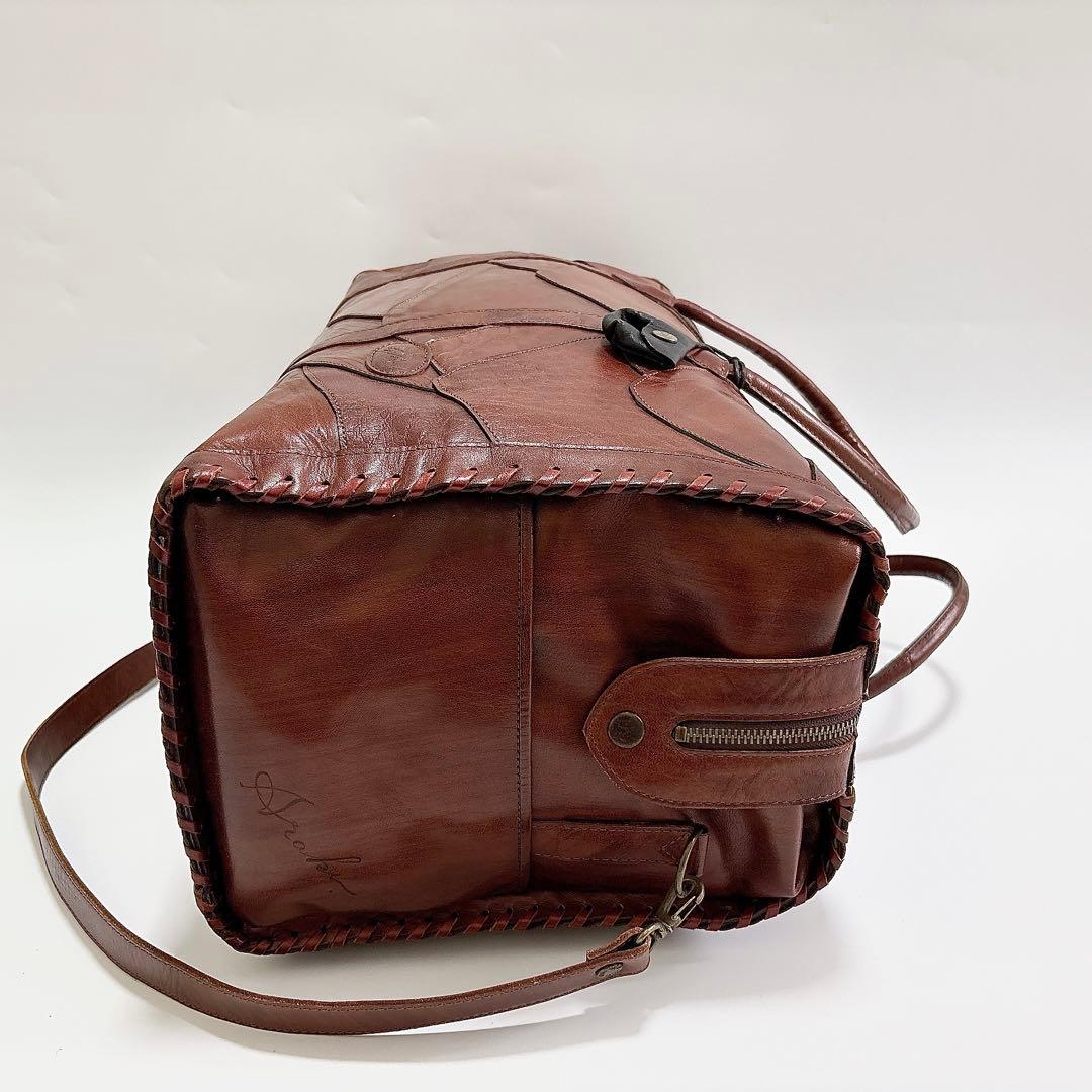 美品 IBIZA 2WAY パッチワーク レザー ボストンバッグ jm365