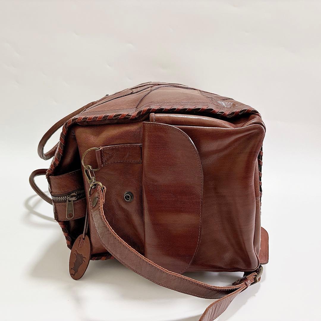 美品 IBIZA 2WAY パッチワーク レザー ボストンバッグ jm365