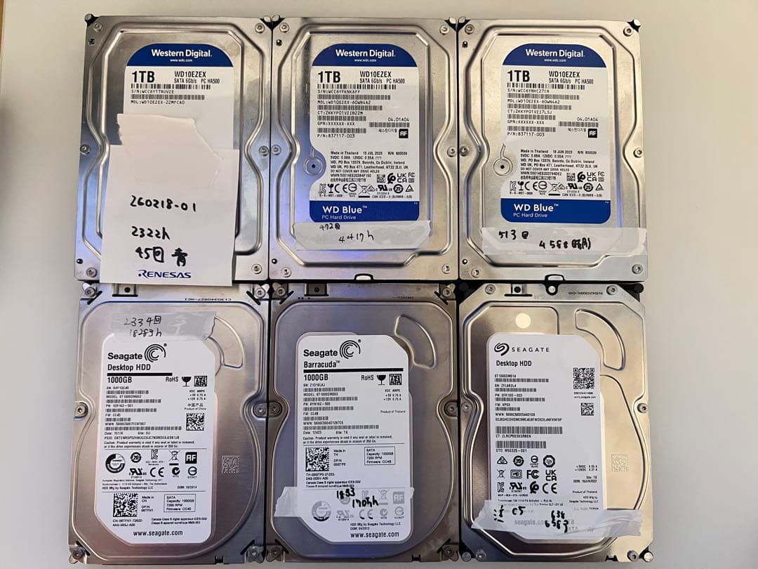 6T （1T×6）HDD （WD.SEAGATE）
