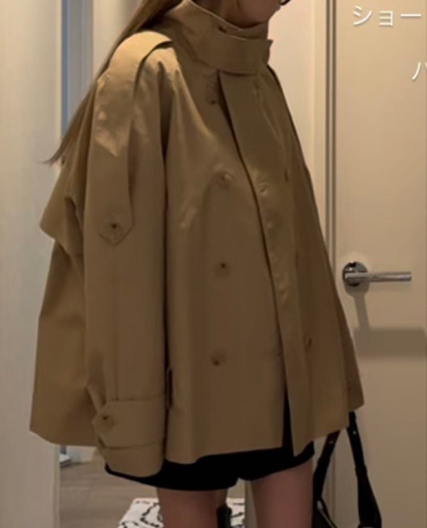 【新品未使用】ZARA ショート丈ハイネックトレンチコート　M