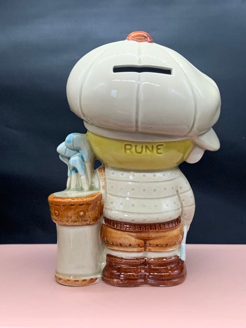 内藤ルネ　ゴルフボーイ　グレー　貯金箱　陶器