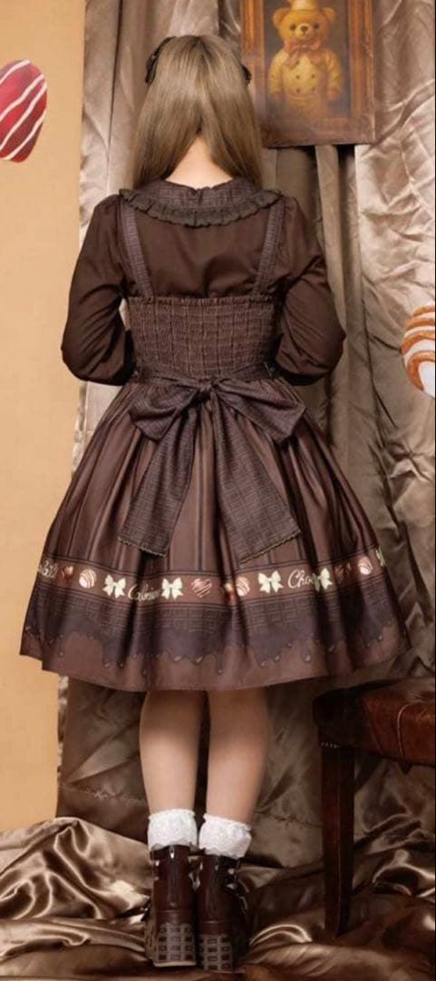 axes femme Chalmiere ボンボンショコラ柄ジャンスカ（茶）