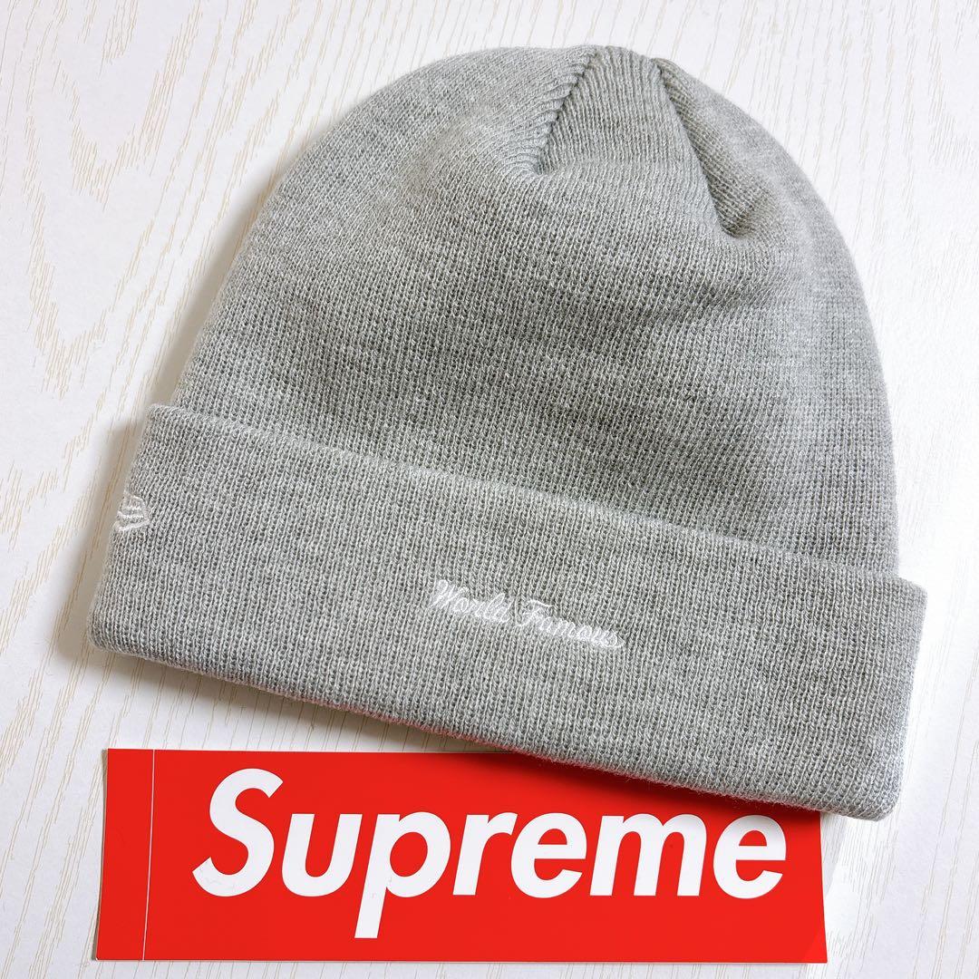 Supreme NEW ERA ニット帽　ビーニー　BOXロゴ　グレー　灰色