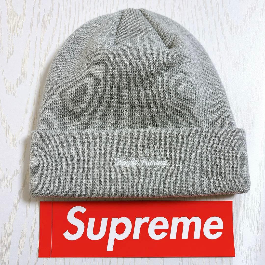 Supreme NEW ERA ニット帽　ビーニー　BOXロゴ　グレー　灰色