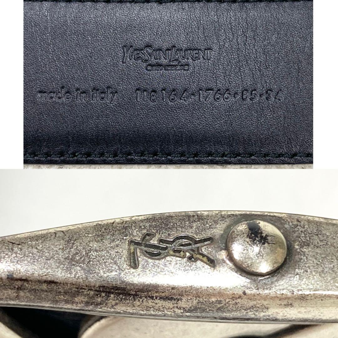 極美品✨イヴサンローラン リヴゴーシュ レザー ベルトYSLロゴバックル 黒