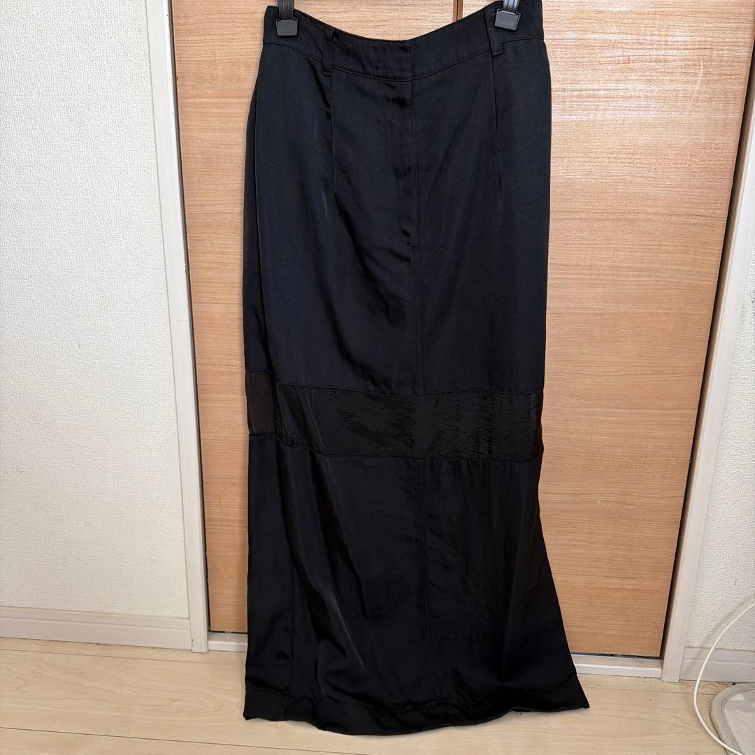 スカート CLANE SHEER SWITCHING STRAIGHT SKIRT