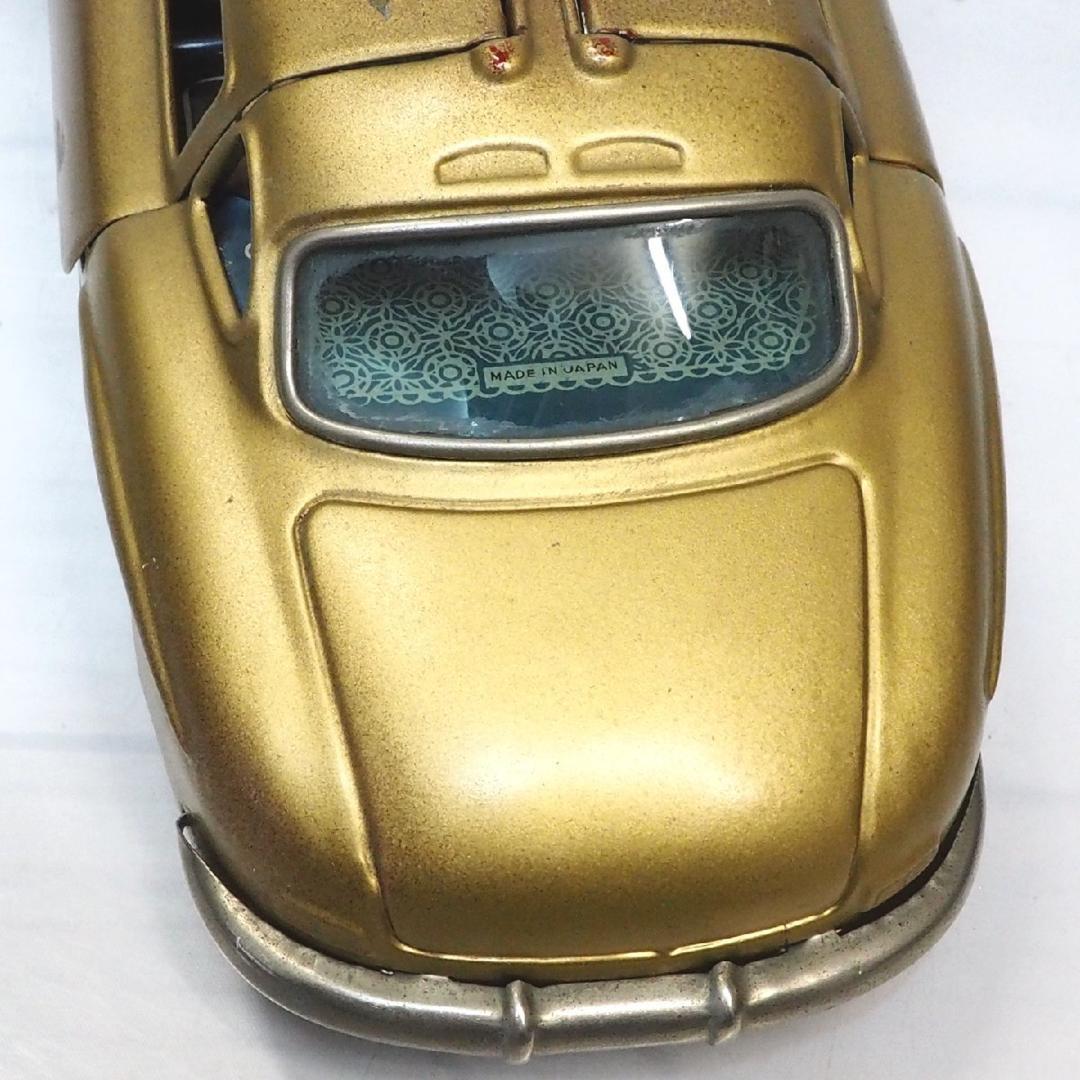 バンダイ メルセデスベンツ300SLリペイント金リモコン欠tinブリキcar箱無