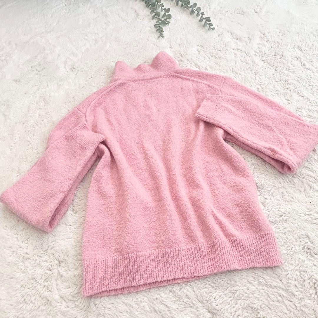 美品6 ROKU COLLAR KNIT ポロニット　ユナイテッドアローズピンク