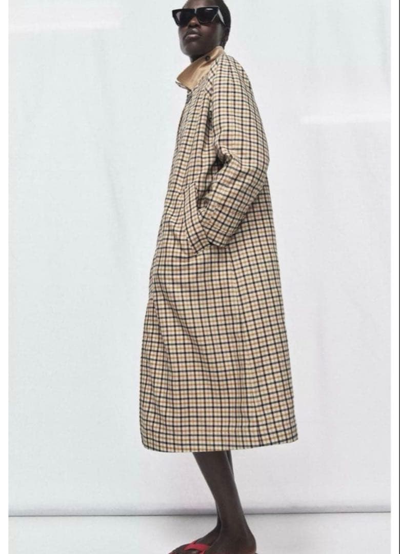 【新品未使用】ZARA リバーシブルチェック柄トレンチコートS完売品