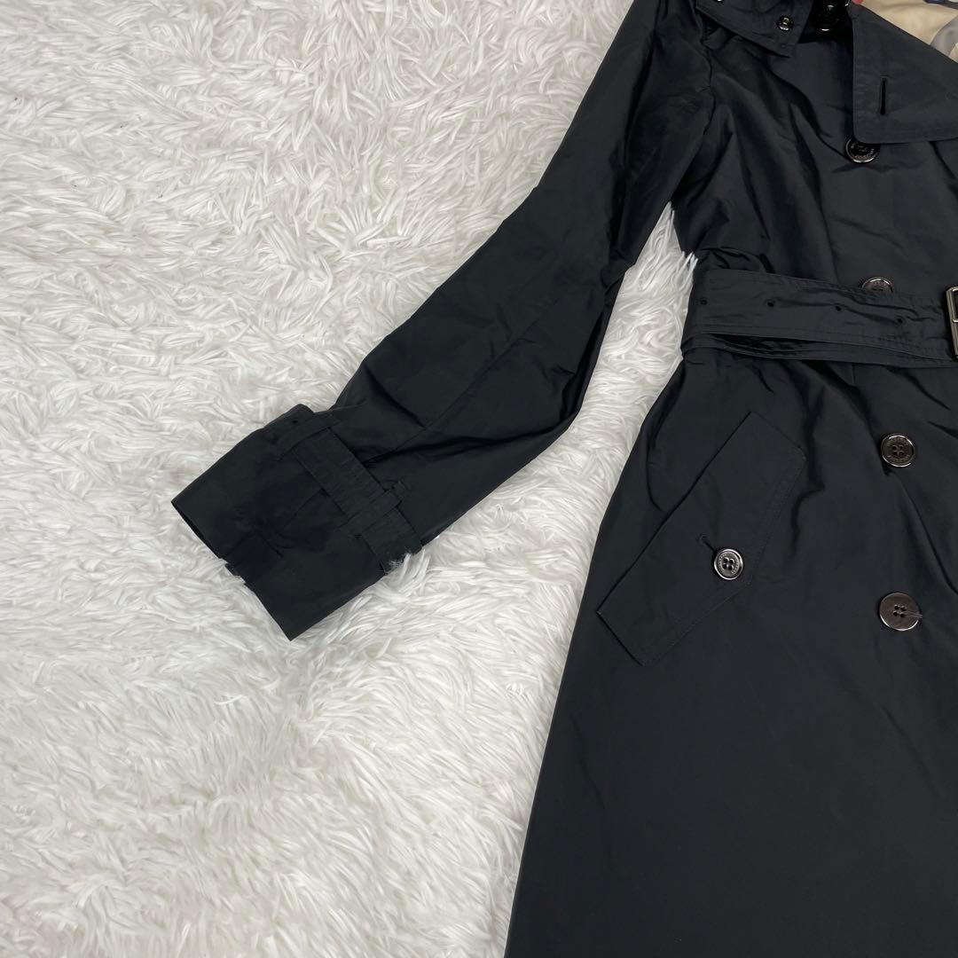極美品✨バーバリーロンドン✨トレンチコート✨38✨Ｍ✨ナイロン✨ノバチェック✨黒