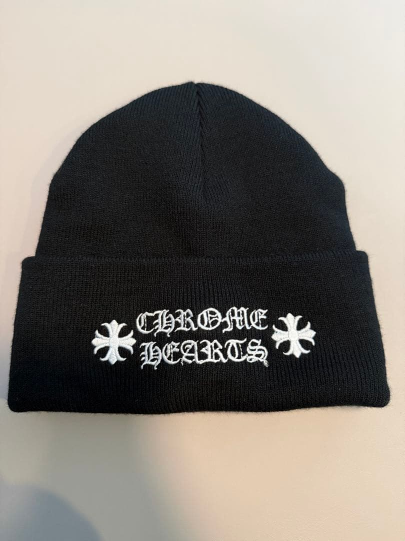 CHROME HEARTS クロムハーツ ビーニー ブラック刺繍クロス 極美品