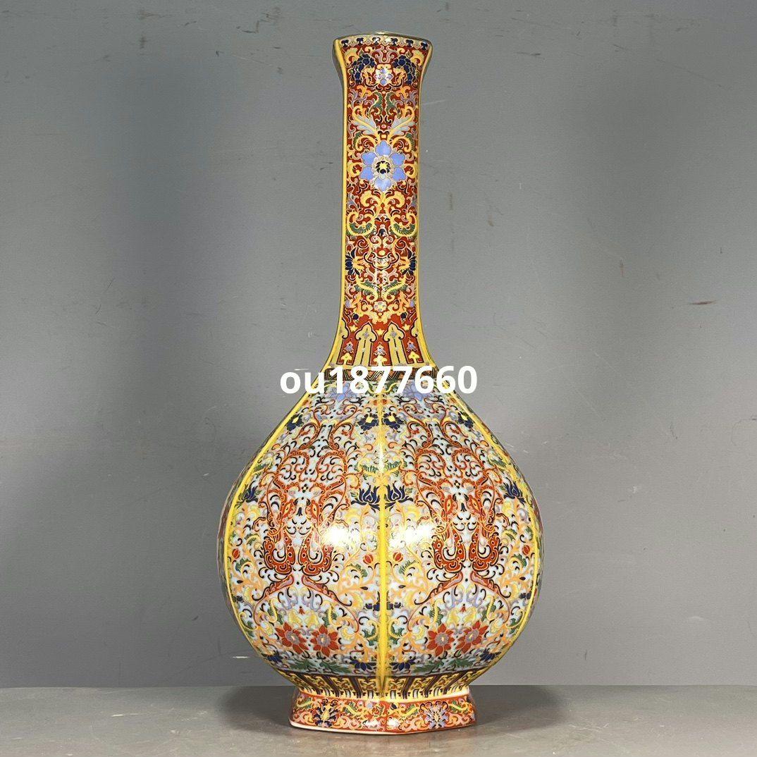 清雍正琺瑯彩花鳥賞瓶 景徳鎮 陶磁器 装飾品 現代工芸品 美術品 置物