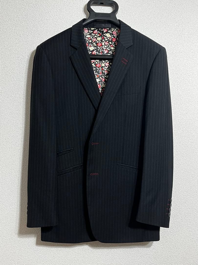 Paul Smithストライプ柄黒スーツ ポールスミス