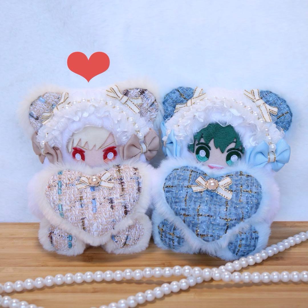 持てるよ くまさん.10〜12cm/ツイード ベージュ❤︎おすわりぬい服 着ぐるみ