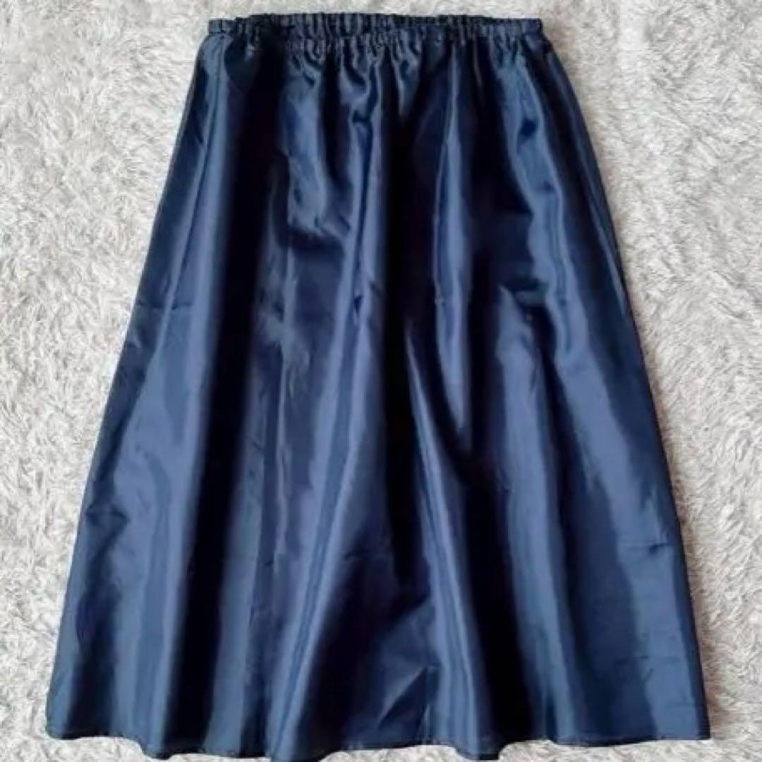 【美品】エムズグレイシー 細プリーツスカート とろみ素材 紺ネイビー系 入学式