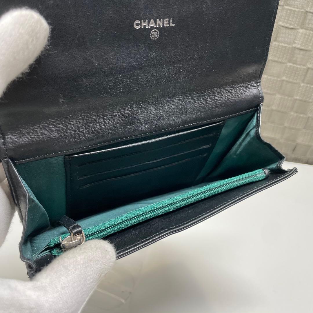 S*A様 CHANEL NY限定　マトラッセ 二つ折り財布 ブラック
