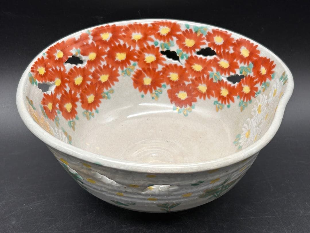 【希少】京焼　清水焼　雲楽窯　坂本沙智栄　菓子鉢　茶道具　花柄