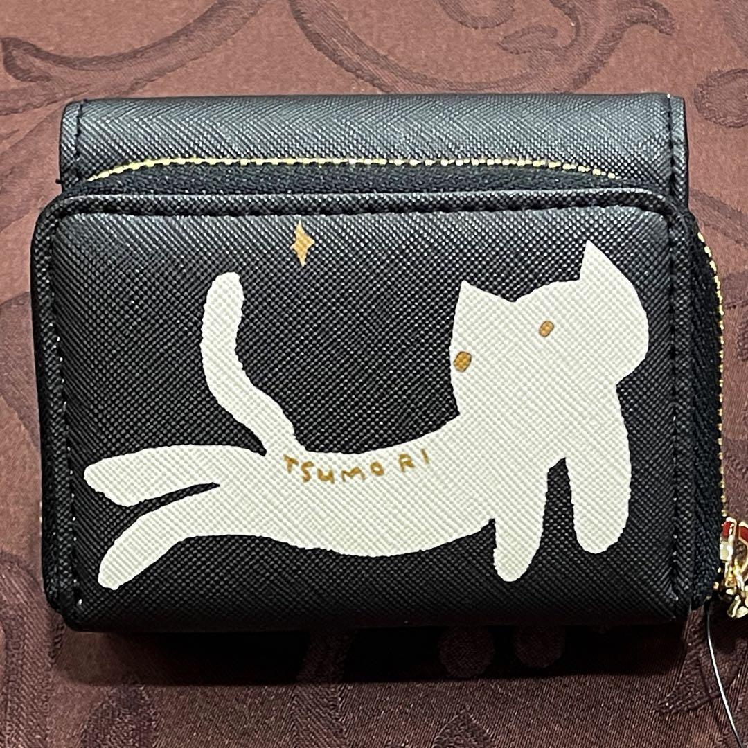 新品 ツモリチサト ニコアンド お財布 三つ折り ウォレット 猫 キラネコ 黒