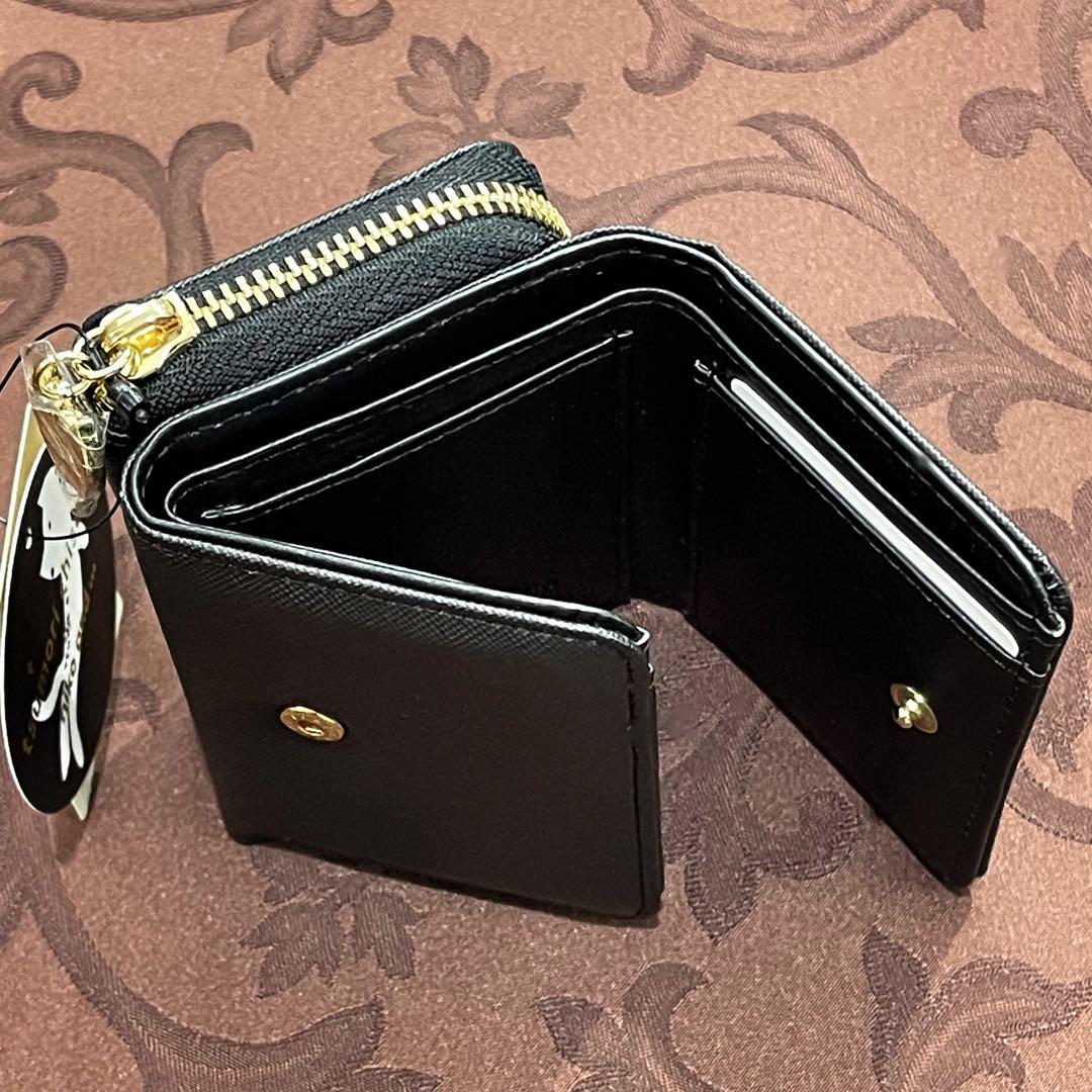 新品 ツモリチサト ニコアンド お財布 三つ折り ウォレット 猫 キラネコ 黒