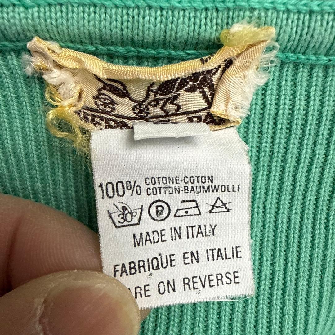 エルメスHERMES ノースリーブポロシャツ　ライトグリーン　S イタリア製