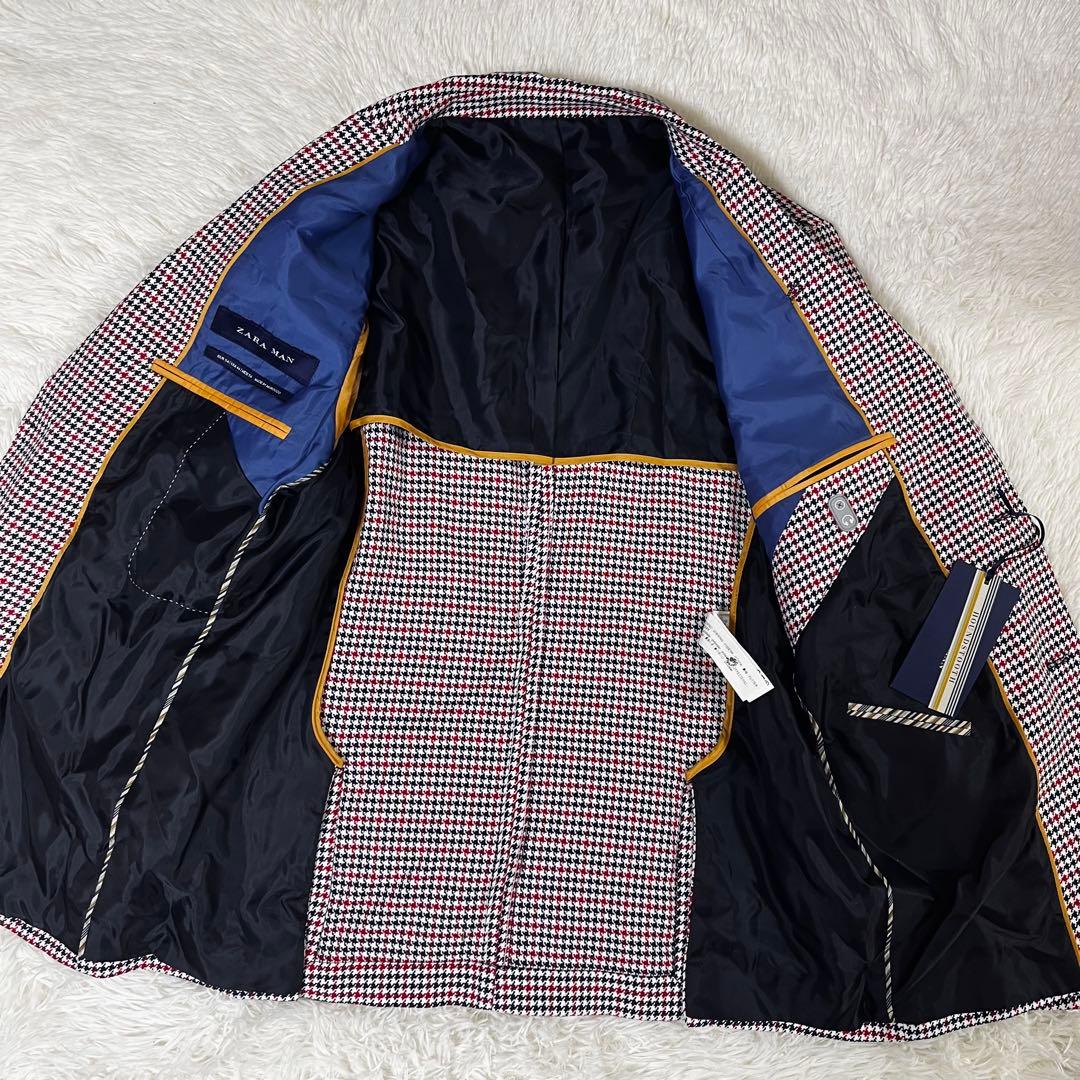 希少XL〜XXL ZARA 千鳥格子 エルボーパッチ テーラードジャケット 54