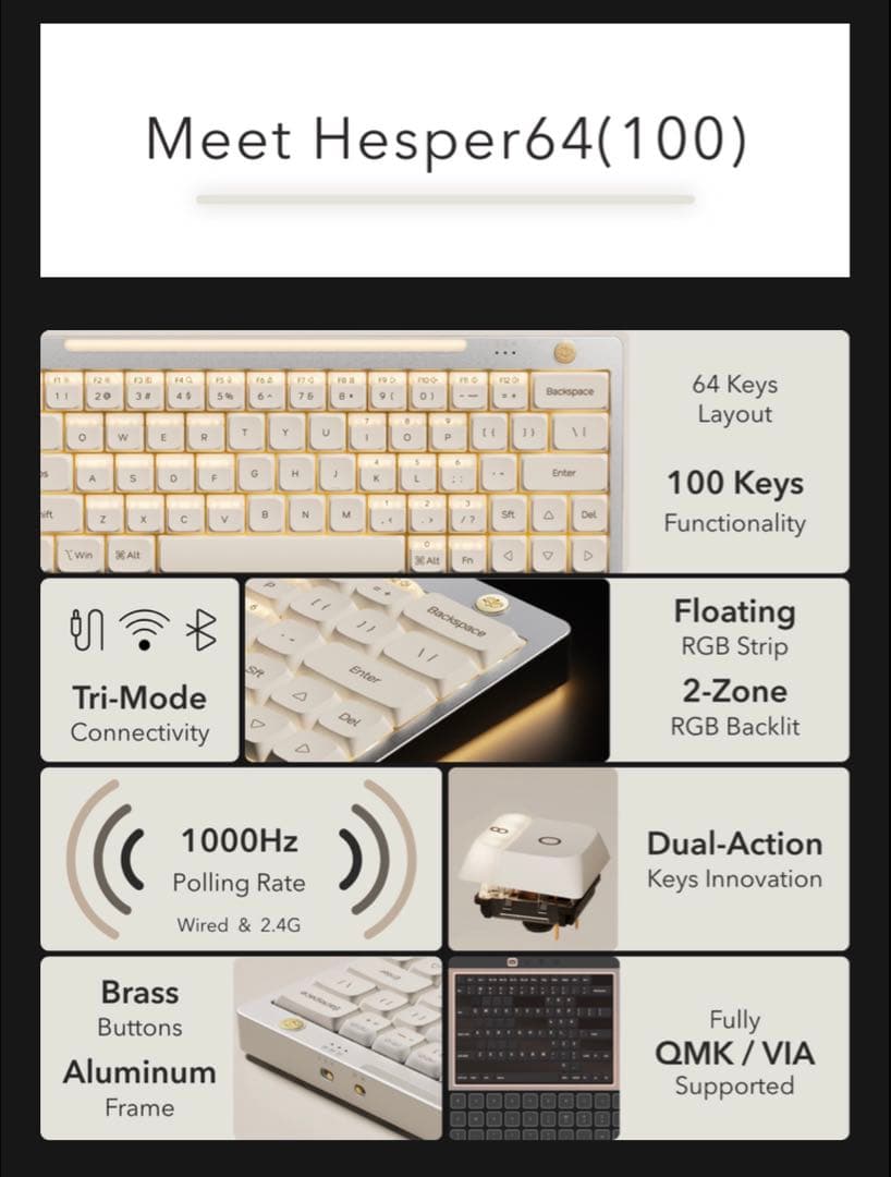 Nics Hesper64(100) Dual-Action ロープロキーボード
