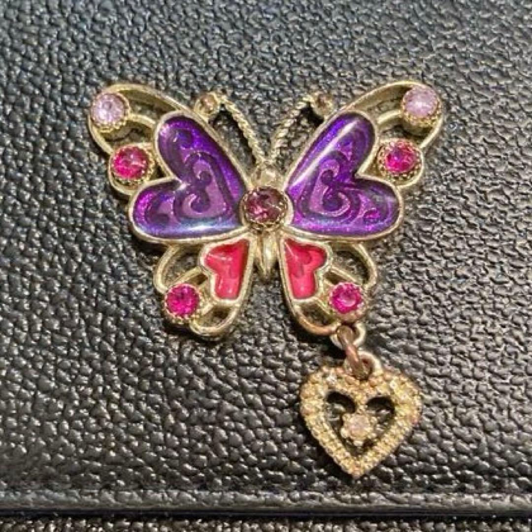 【美品】ANNA SUI バタフライ　レザー　がま口　二つ折り財布