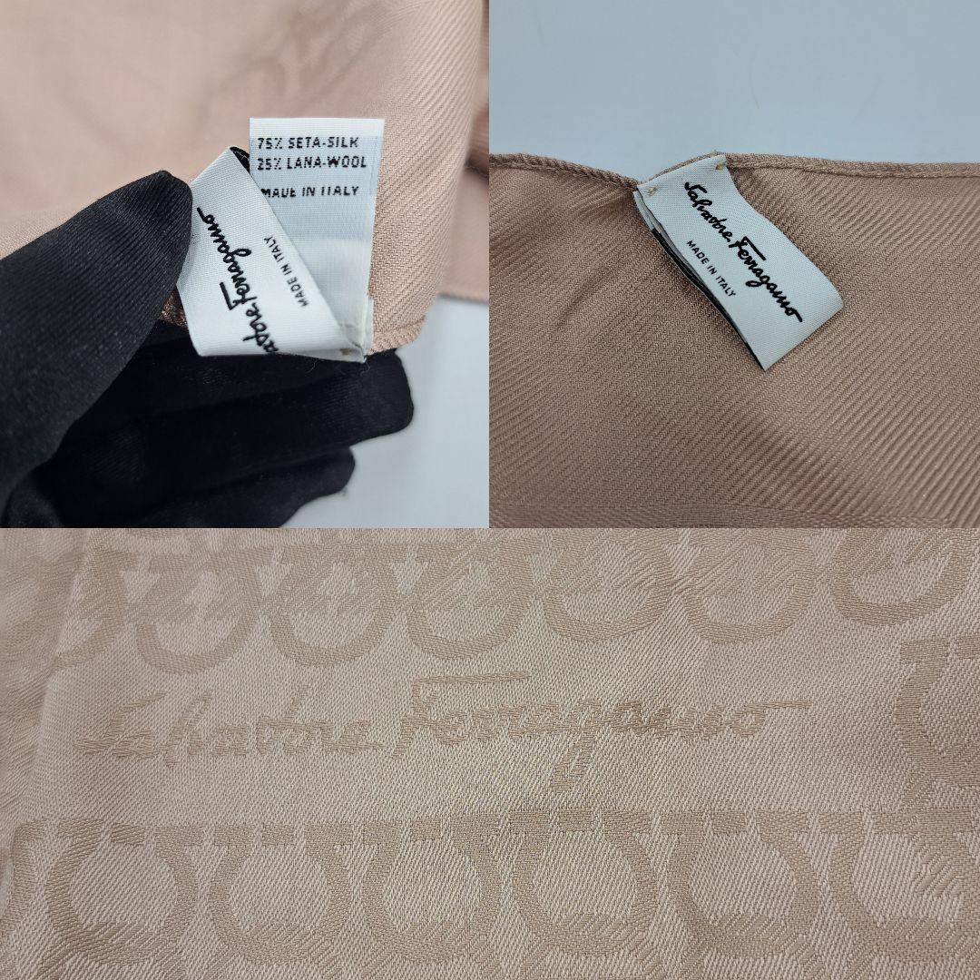 Salvatore Ferragamo ピンク ストールショールシルクウール美品