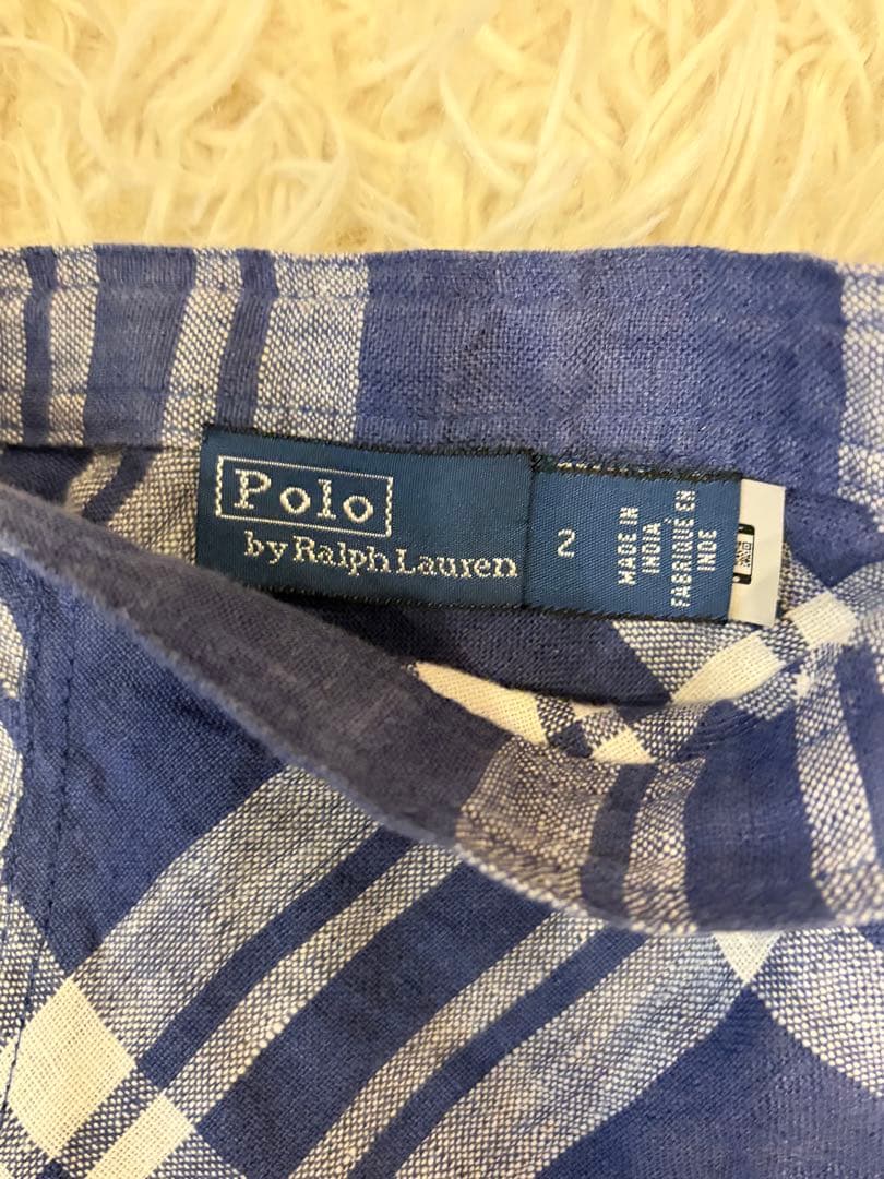 Polo Ralph Lauren リネン　チェック ロングスカート フレア