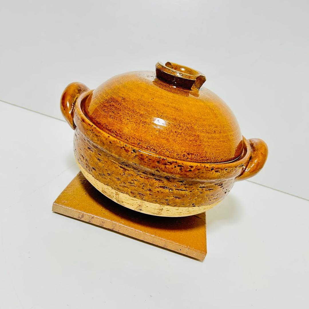 【美品】長谷園 かまどさん 3合炊き 土鍋 CT-01 炊飯 伊賀焼 飴色