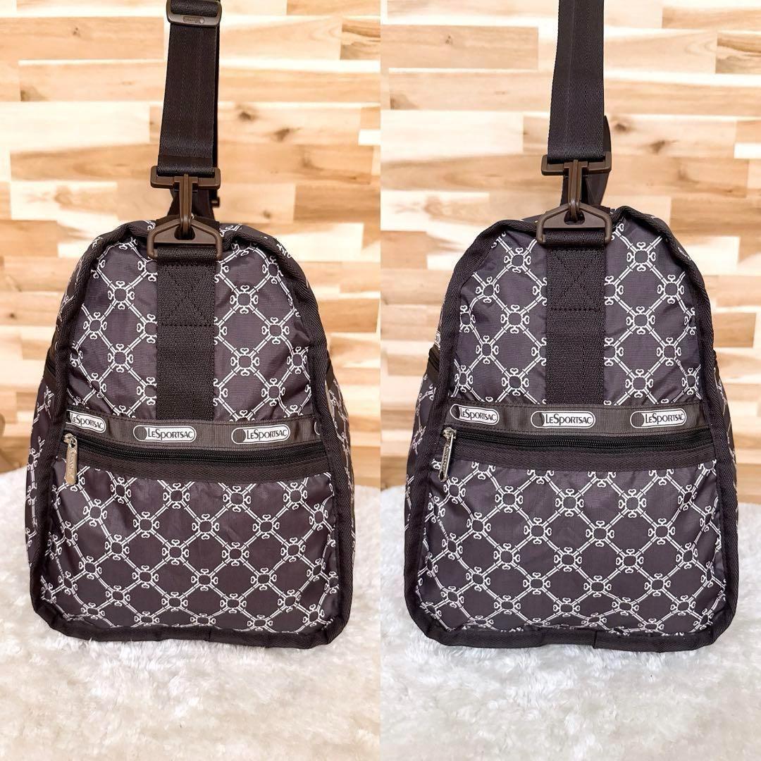 【レスポートサック】モノグラム 2way ボストンバッグ 大容量 グレージュ×茶