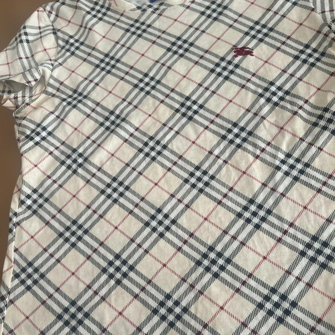 平成 y2k バーバリーブルーレーベル ロゴ刺繍 ノバチェック Tシャツ チビＴ