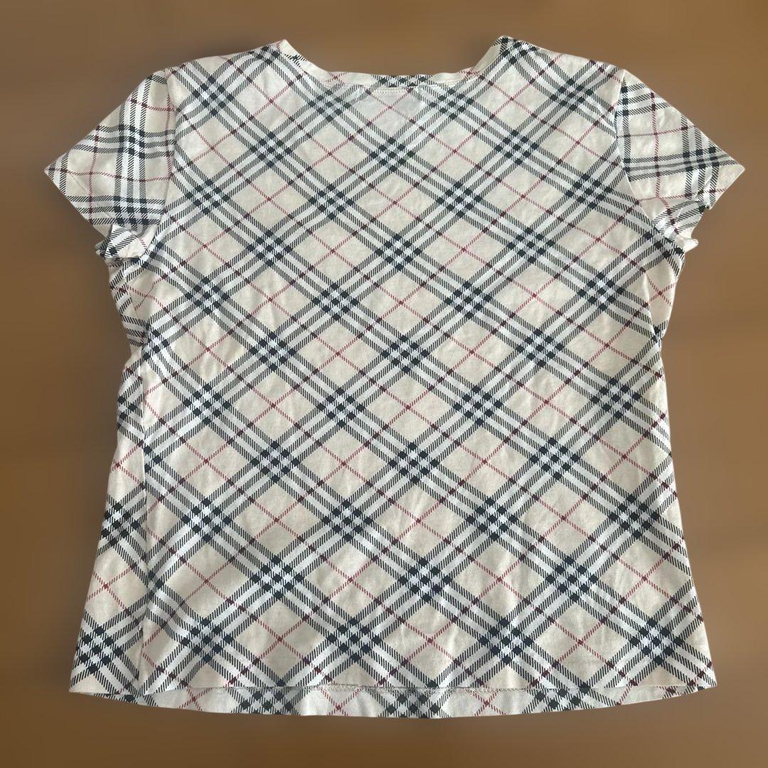 平成 y2k バーバリーブルーレーベル ロゴ刺繍 ノバチェック Tシャツ チビＴ