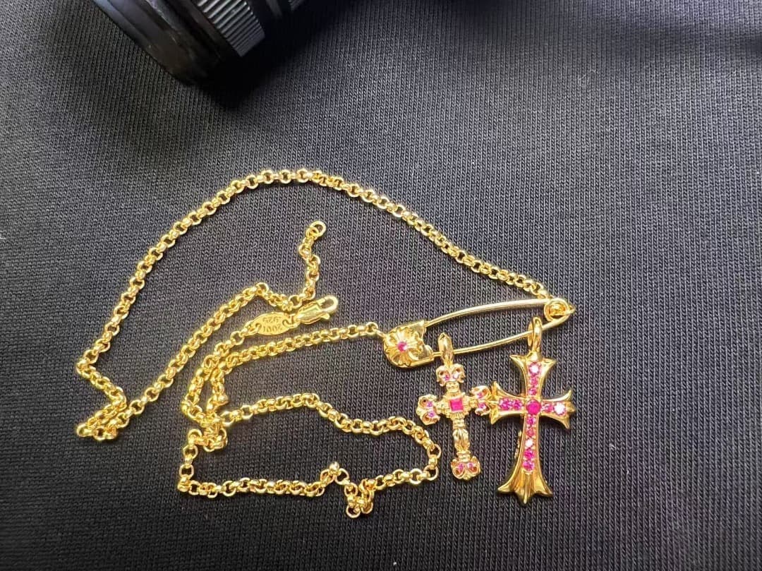 ★DJFZ2SZ　22K金メッキS925　クロスネックレスセット