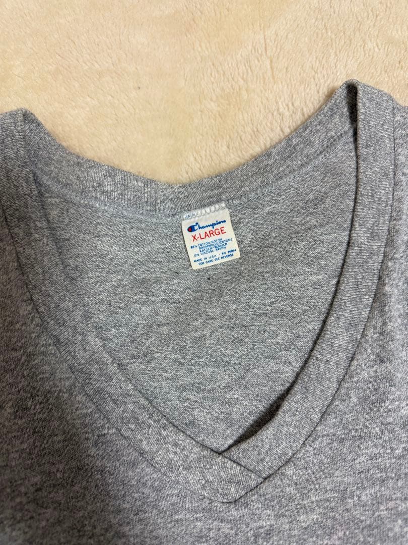 Champion VネックTシャツ 無地　88/12 USA製 80s 古着