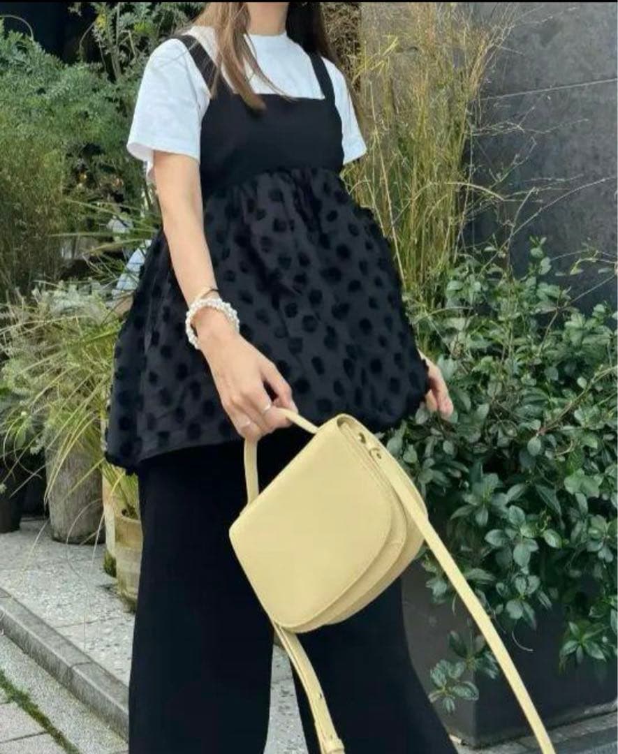 タグ付き！HIAND Fluffy Dot Ribbon Tops