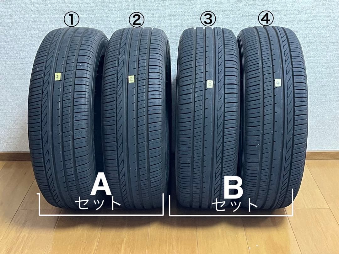 Bセットの価格です 【夏タイヤ185/60R15】中央部2本の溝残7.3㎜以上有