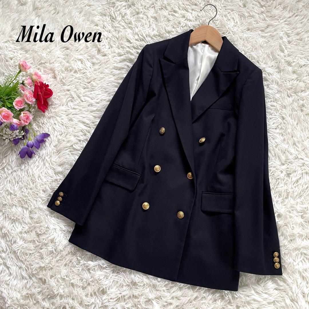 Mila Owenミラオーウェン紺ブレ銀ボタンダブルブレストテーラドジャケット