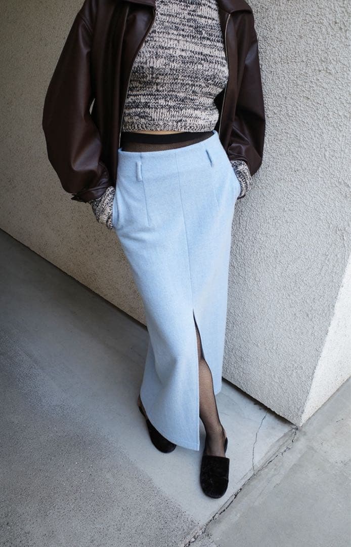1/21限定価格！CLANEクラネTEXTURE SLIT SKIRTスカート