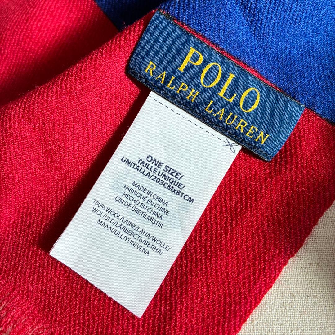 2-4.POLO ラルフローレン　SKI USA ウールショール　星条旗