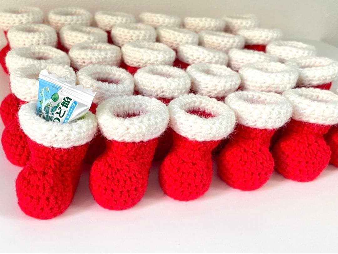 かぎ針編み ブーツ30個 ハンドメイド クリスマス MerryChristmas
