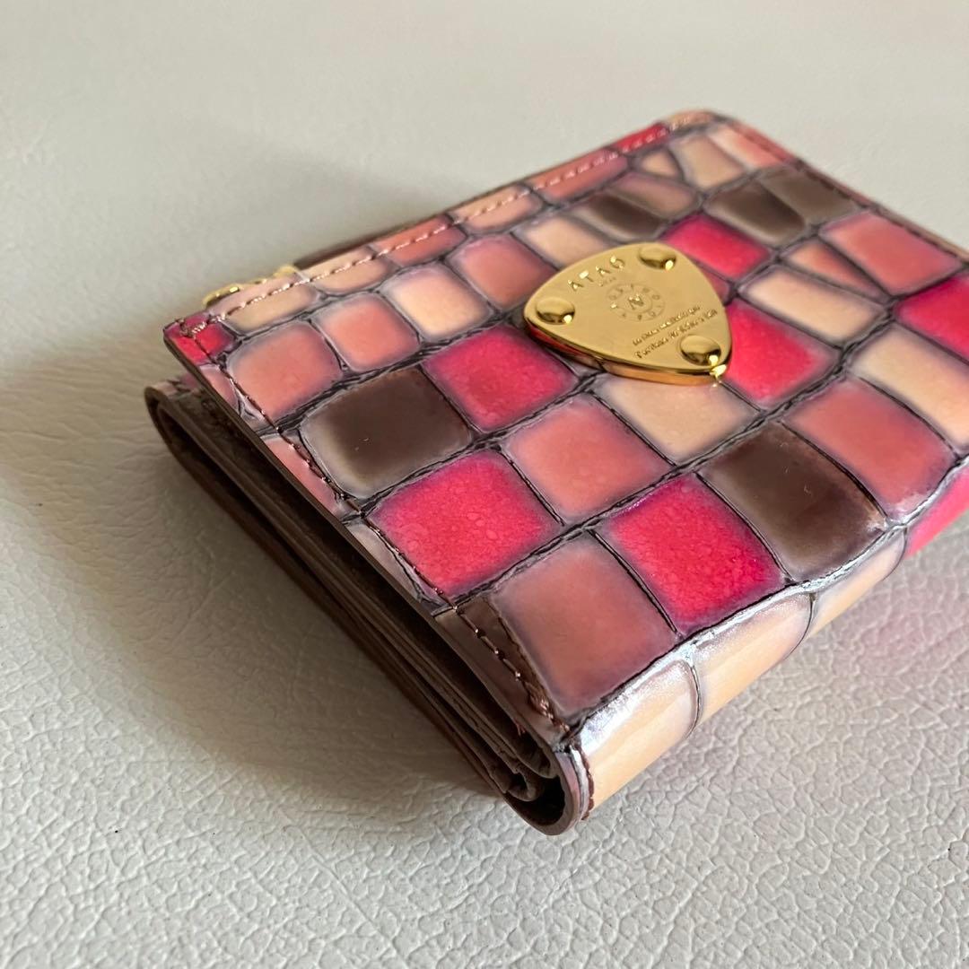 美品 ATAO アタオ ワルツ ヴィトロ 三つ折り財布 チェリー コンパクト財布