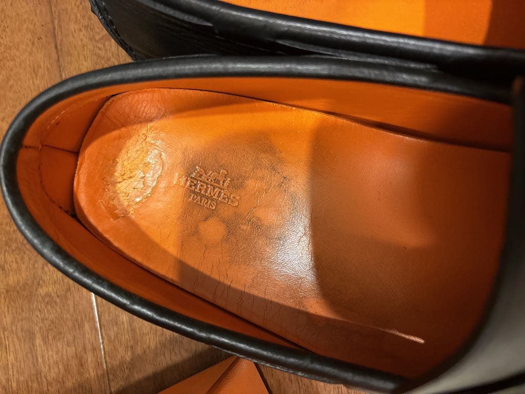 HERMES エルメス　モカシン　黒　43 1/2 27.5センチ程