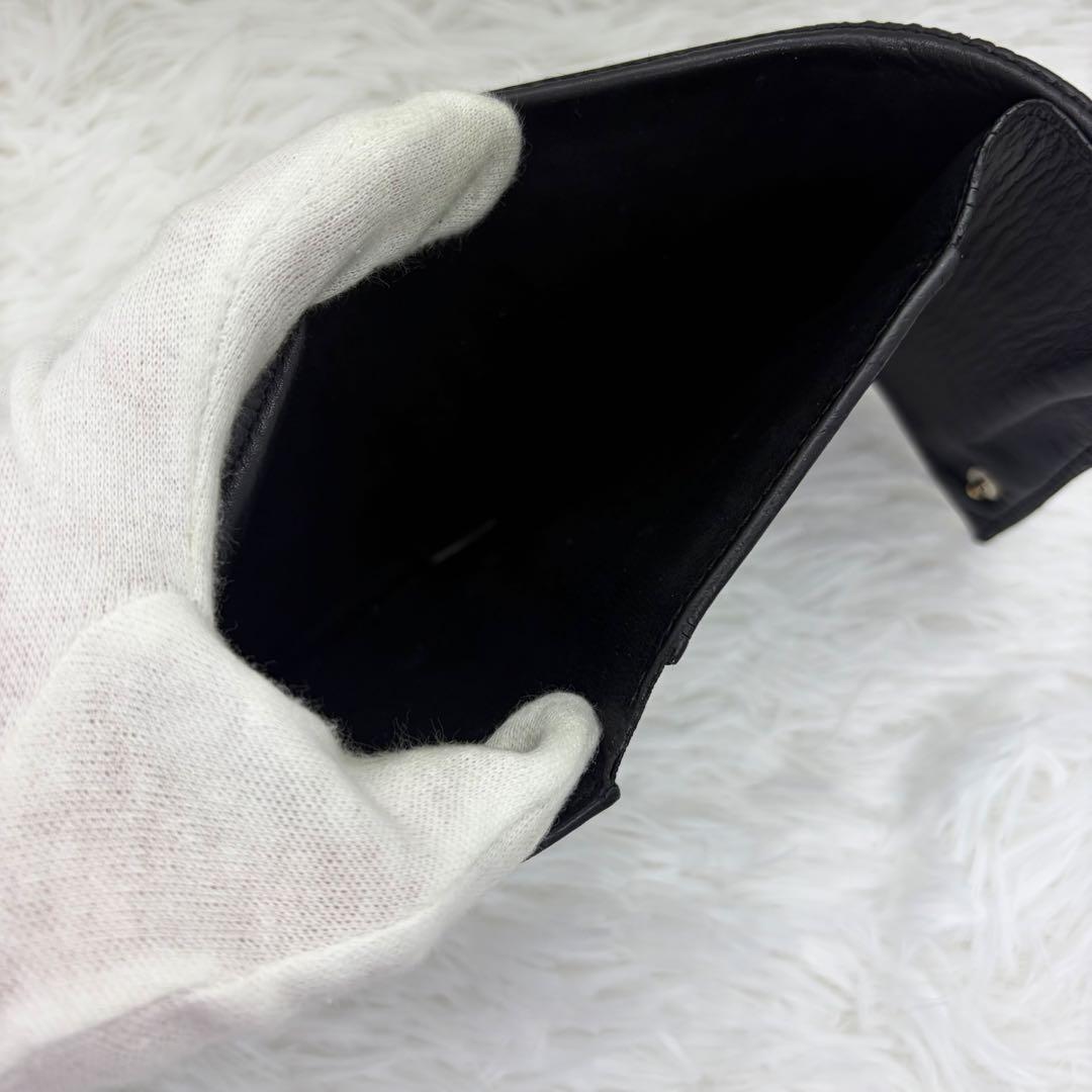美品✨️ロエベ 三つ折り財布 リピートアナグラム レザー 黒 マルチカラー