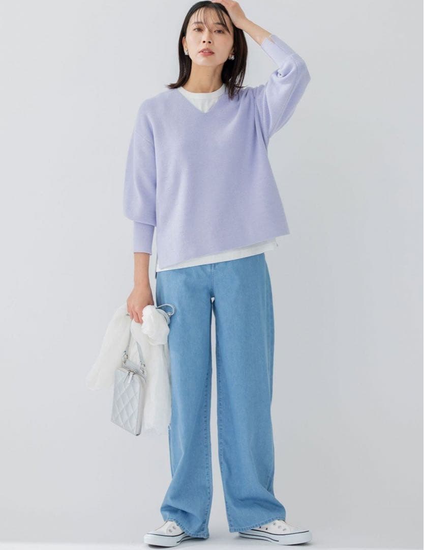 23区DENIM ライトダンガリー ワイドパンツ
