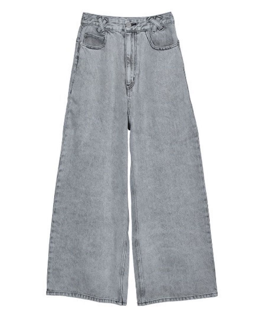 【極美品】 AMERI WIDE CHEMICAL DENIM PANTS