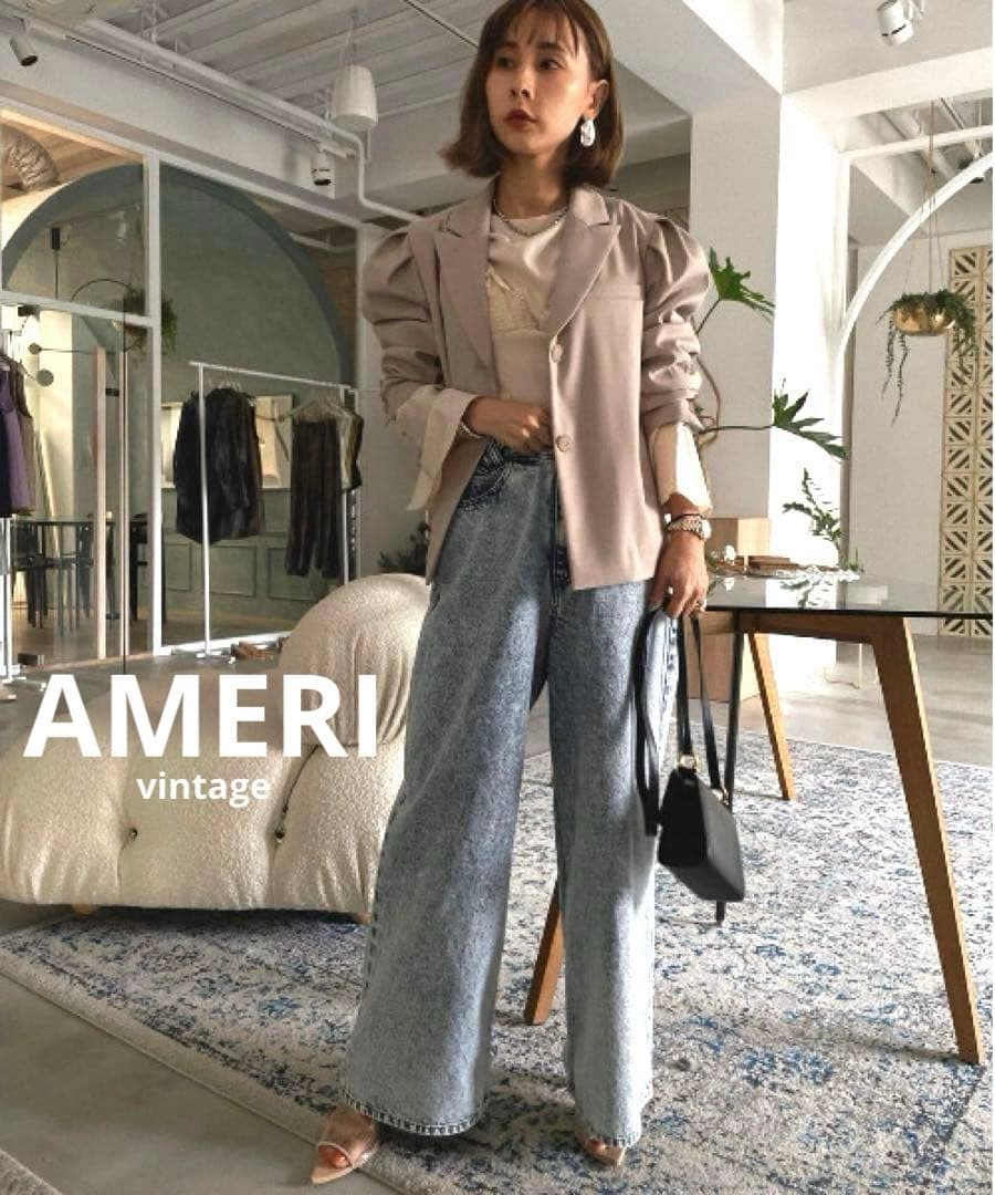 【極美品】 AMERI WIDE CHEMICAL DENIM PANTS