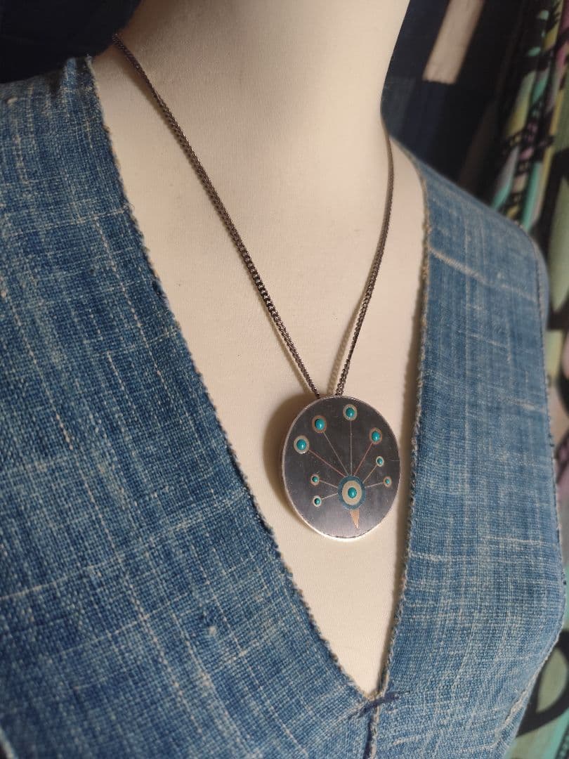 MexicanJewelry Marquetry Turquoise ペンダント